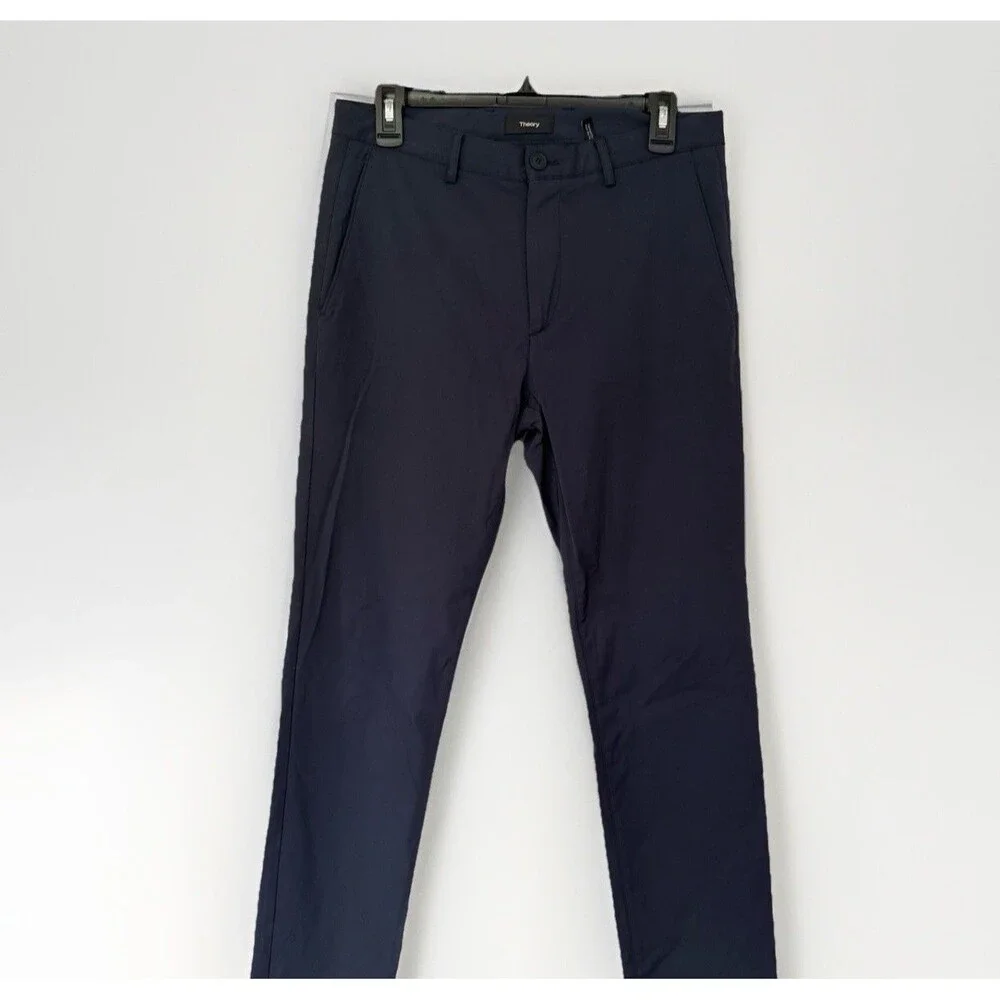 Theory Zaine SW Neoteric Navy Blue Slim Fit Chino Pants Water Repellent Mens 31